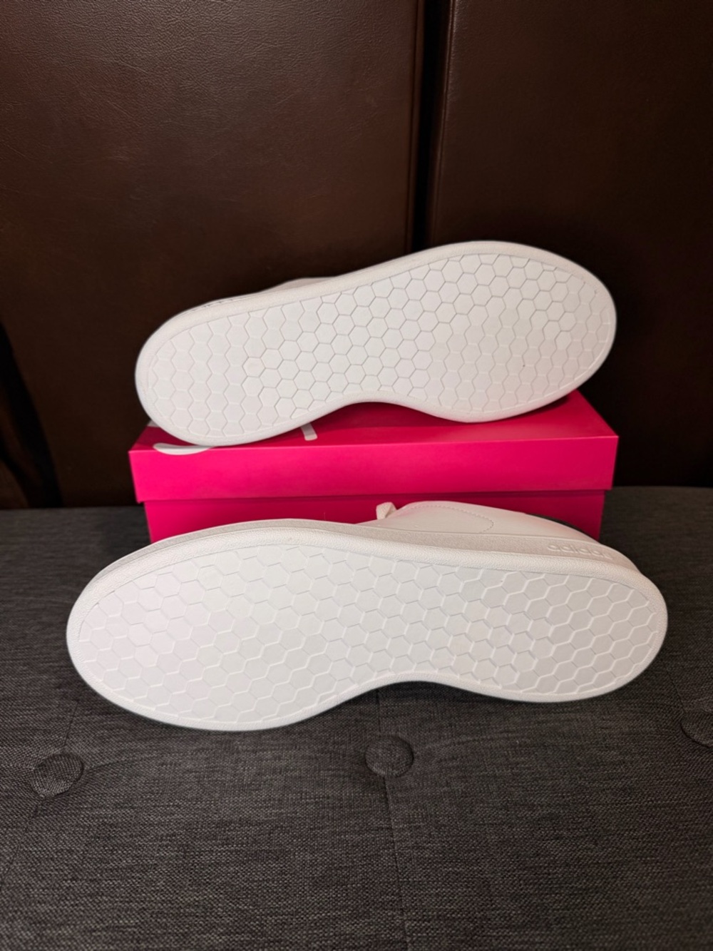 adidas White leather Sneakers with Black Heel Accent - Picture 9 of 10